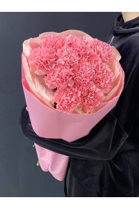 Букет из 15 розовых гвоздик "Теплый привет"